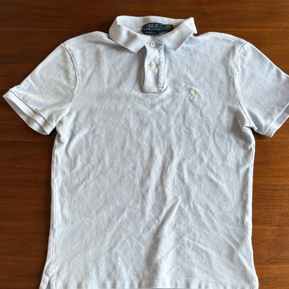 Polo by Ralph Lauren Mens Small Slim Fit Sky Blue Polo Shirt